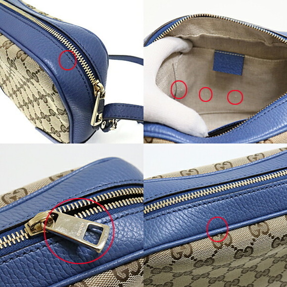 GUCCI Shoulder Bag 449413 GG Canvas Leather Blue Outlet - Picture 3 of 3